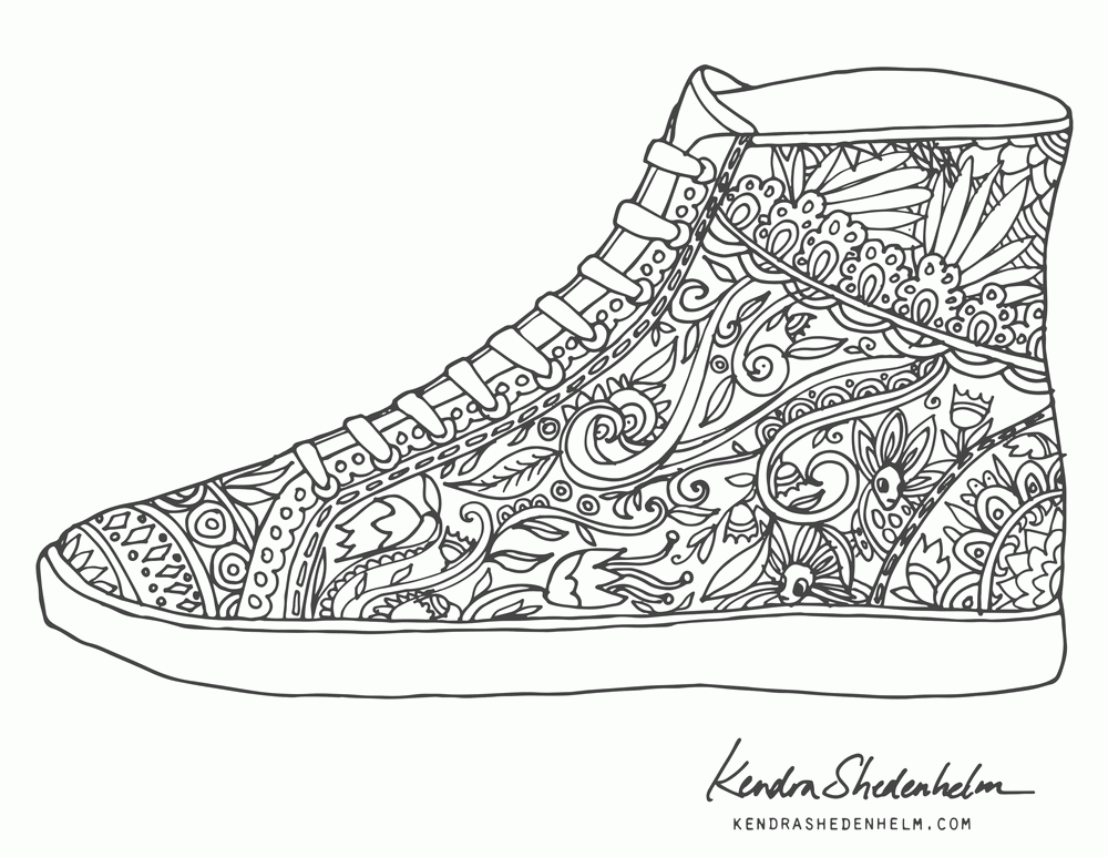 Shoes - Coloring Pages for Kids and for Adults