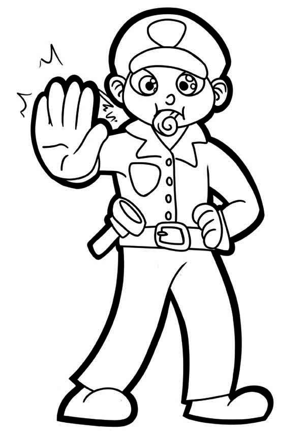 Police Officer - Coloring Pages for Kids and for Adults