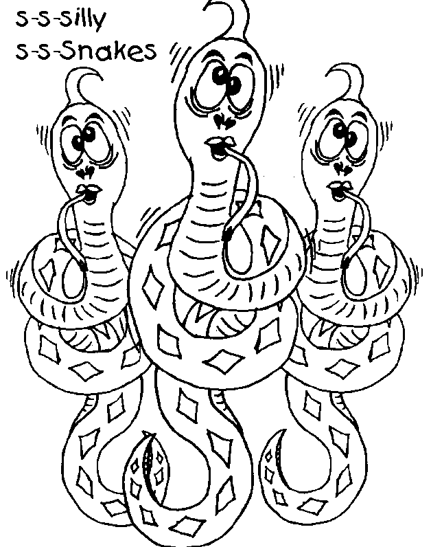 Silly Snakes Free Coloring Pages for Kids - Printable Colouring Sheets