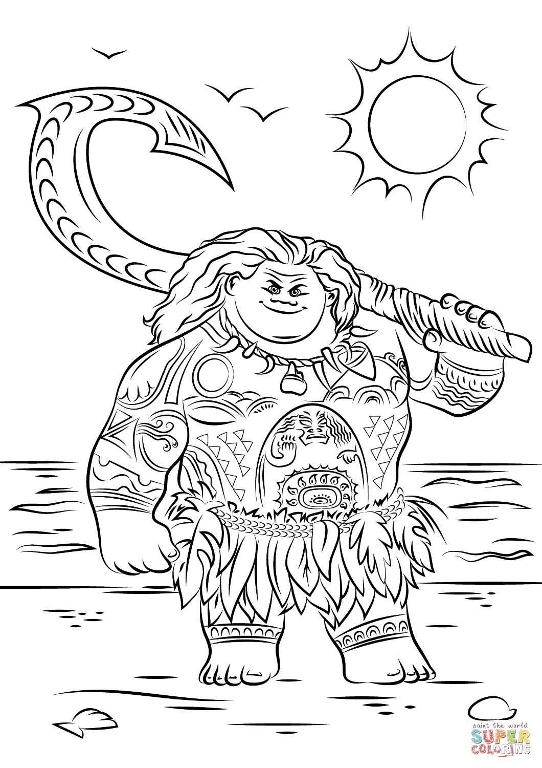 Maui from Moana coloring page | Free Printable Coloring Pages