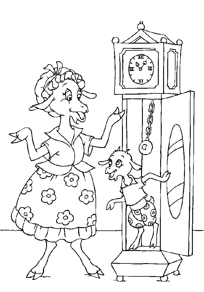 Kids-n-fun.com | 4 coloring pages of The wolf and the 7 kids