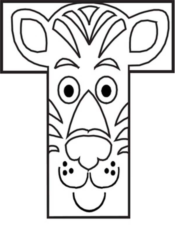 Capital Letter T iis for Tiger Coloring Page: Capital Letter T iis ...