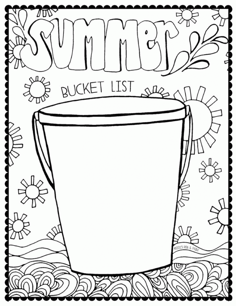 free bucket and pail coloring pages in summer bucket list clipart ...