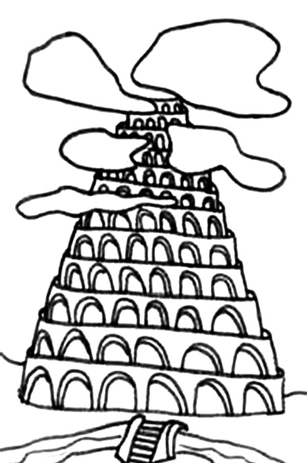 Tower of Babel Drawing Coloring Page: Tower of Babel Drawing ...