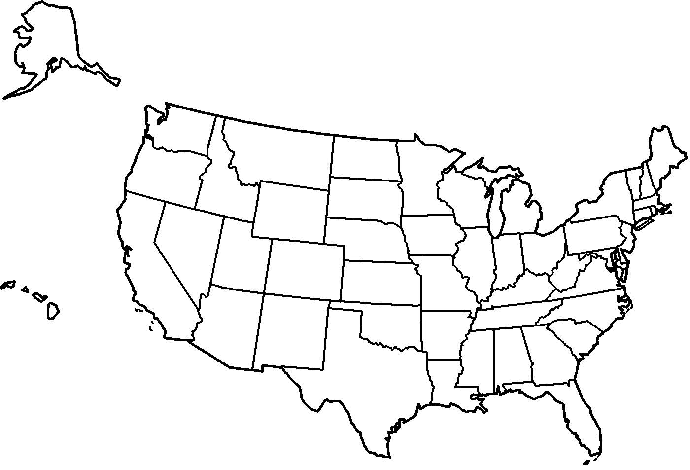 Map of the United States with