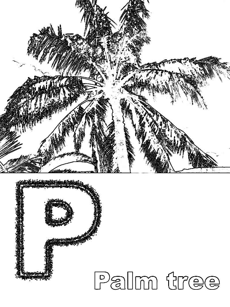 P is for Palm tree - Coloring Page