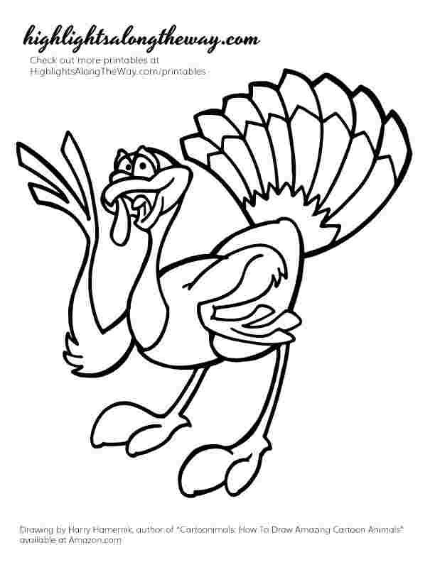 cartoon turkey coloring pages cartoon turkey coloring page ...