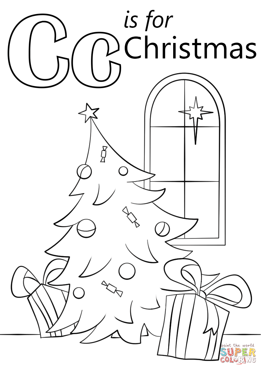 Letter C is for Christmas coloring page | Free Printable ...