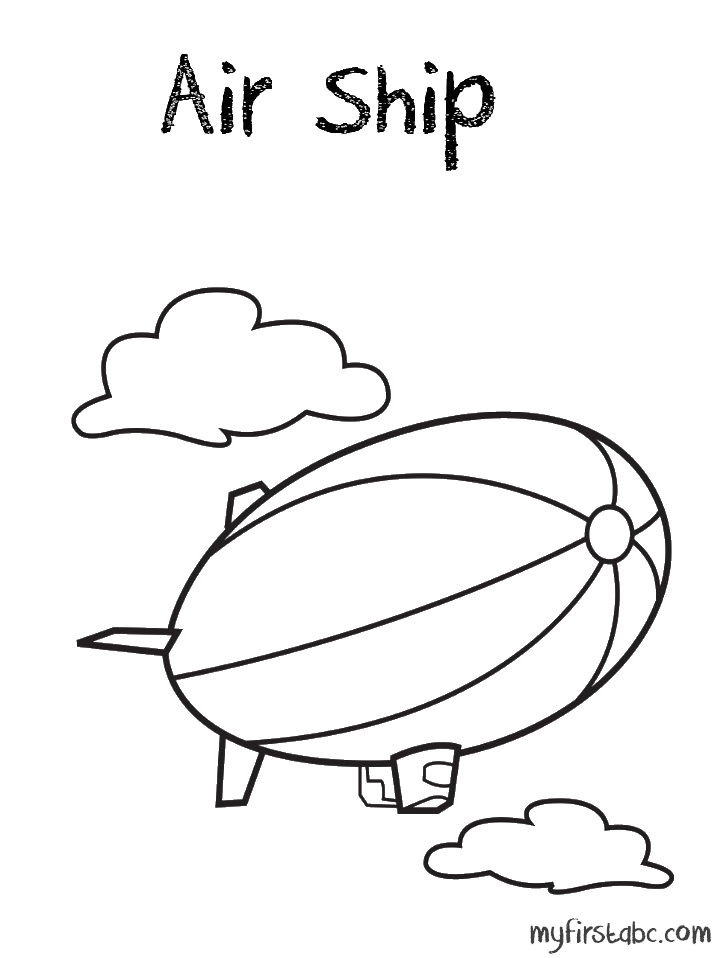 Air Ship Coloring Page - My First ABC