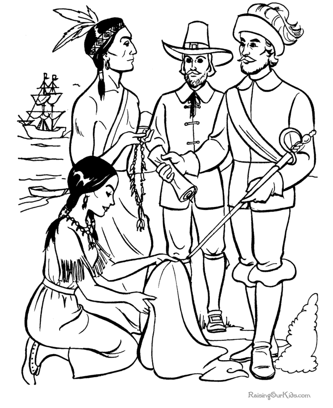 Pilgrims and Indians Coloring Sheets 022