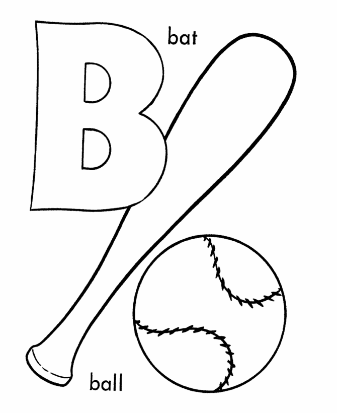 abc coloring pages b is for bat and ball - VoteForVerde.com