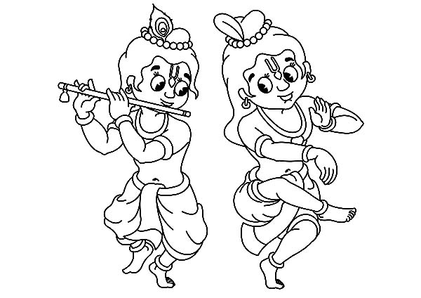 Krishna Having Good Time With Balarama Coloring Pages - Download ...