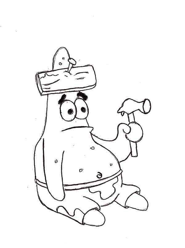 Patrick Star and a Hammer Coloring Page - Free & Printable ...