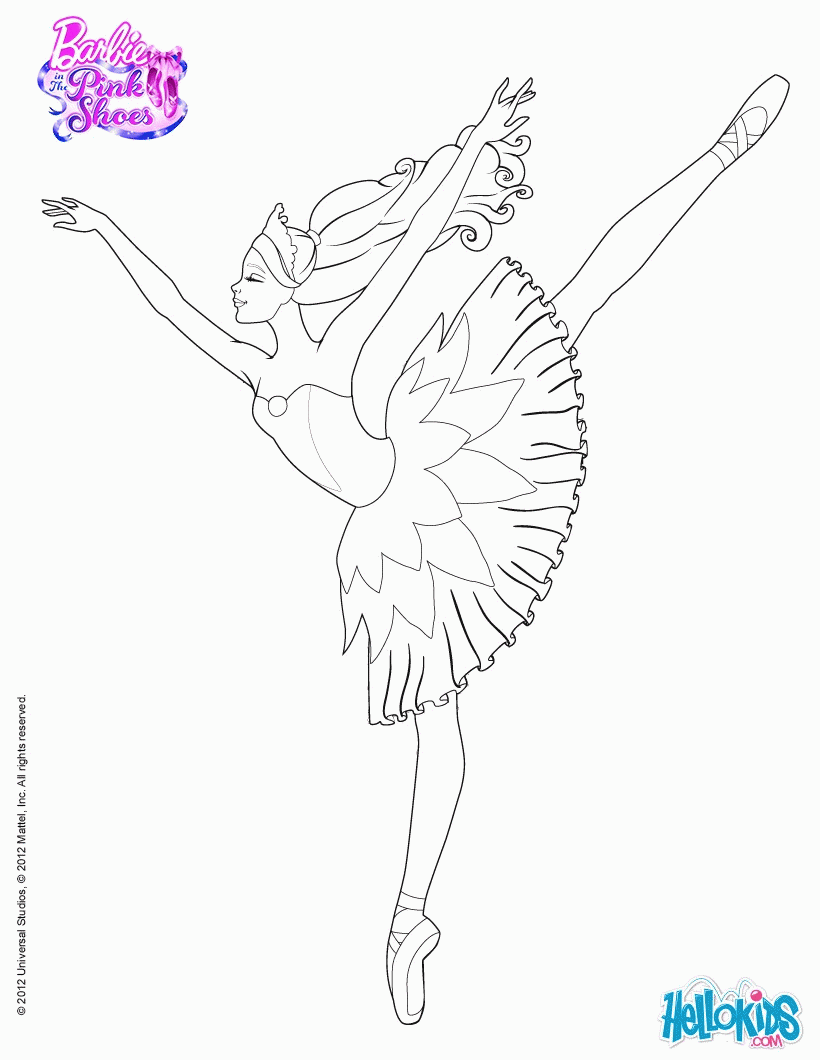 BARBIE in the PINK SHOES coloring pages - Barbie is dancing with ...