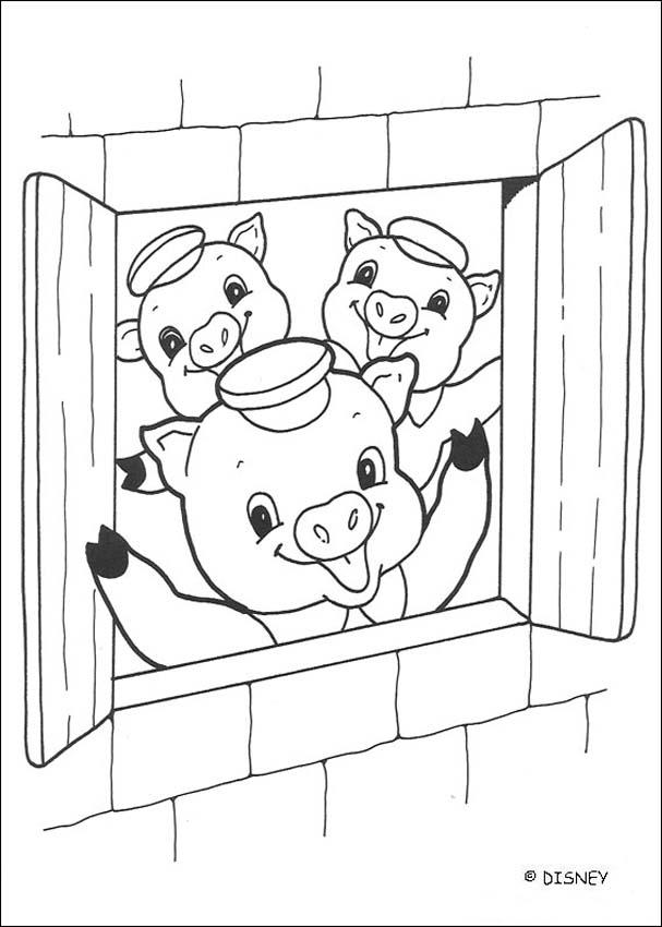 Three little Pigs coloring pages - Big Bad Wolf is blowing