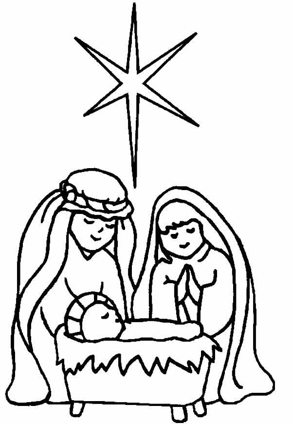 Star of Bethlehem in Born of Baby Jesus Coloring Page: Star of ...