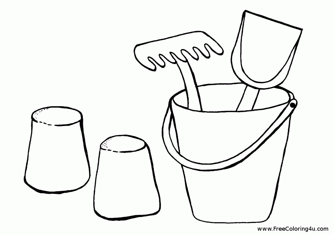 Beach pail and shovel play set coloring page - coloring book