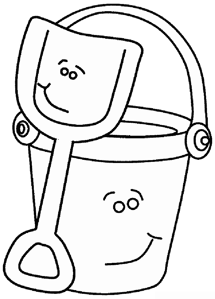 Pail and shovel coloring page