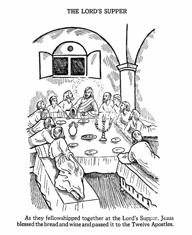Easter Bible Coloring Pages - The Last Supper Coloring Page