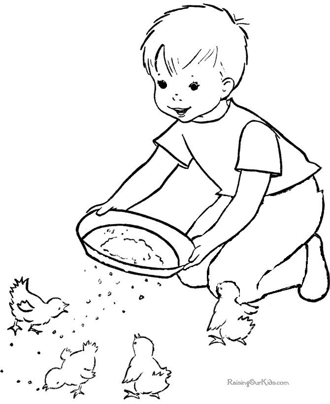 Farm kid coloring page 007