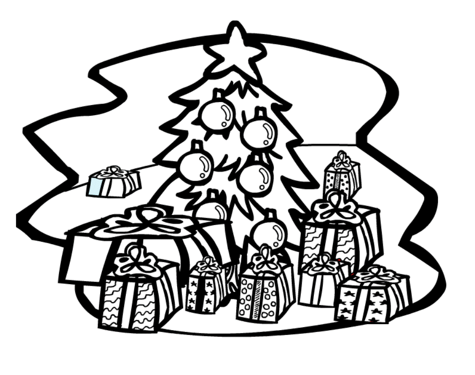 Download Tree And Presents Christmas Coloring Pages For Kids Or