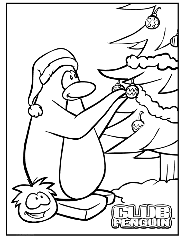 christmas club penguin Colouring Pages