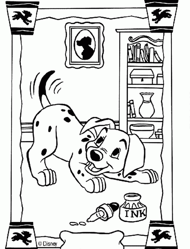 Download A Puppy Coloring Its Tail 101 Dalmatians Coloring Pages