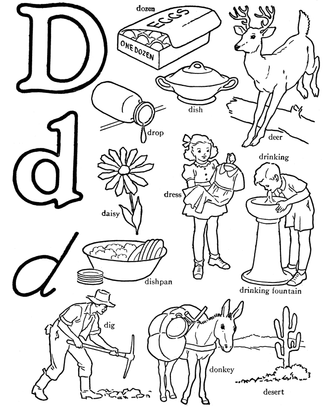 ABC Words Coloring Pages – Letter D – Deer | Free Coloring Pages