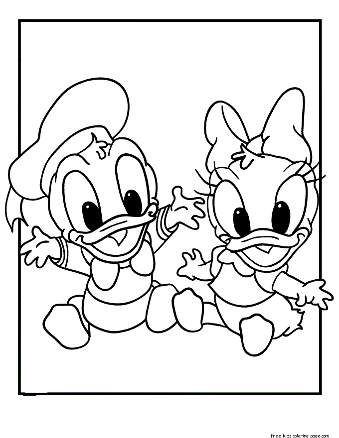 Printable Donald and Daisy Duck Baby Disney Coloring Pages - Free