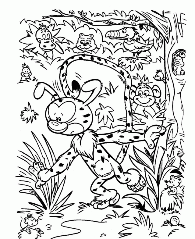 Best Marsupilami Having Fun With Friends Coloring Page Wallpaper