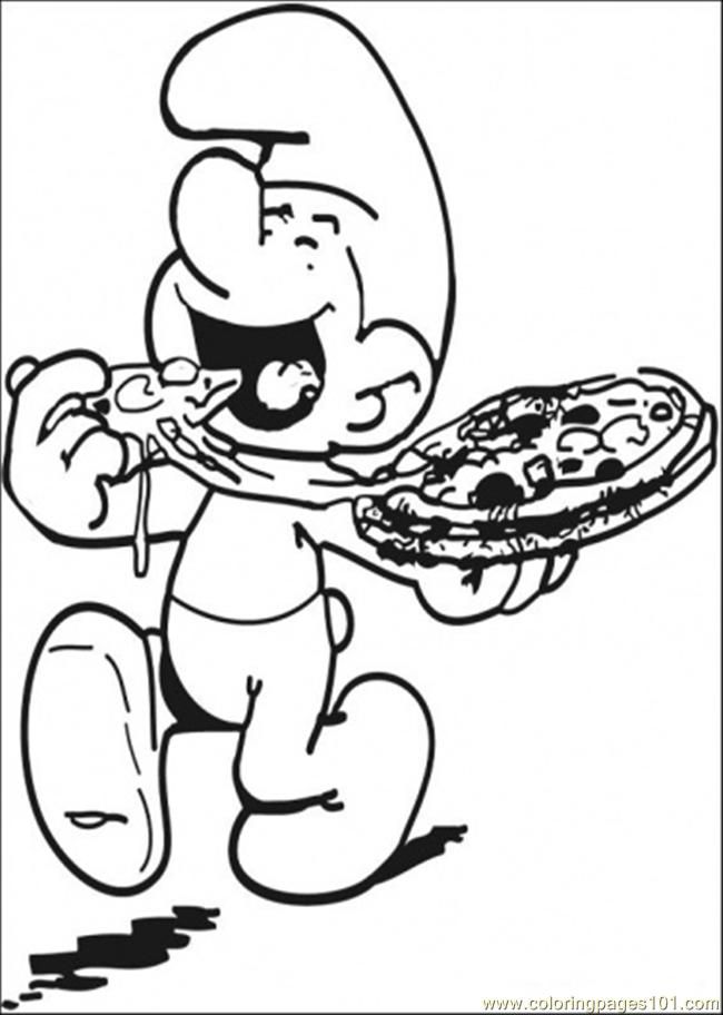 Smurf eating Pizza coloring pages for kids | Great Coloring Pages