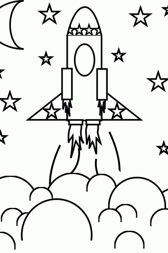 Rocket Flying Colouring Pages For Kids | download free printable
