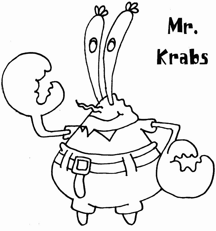Print Mr Krabs Spongebob Squarepants Coloring Page or Download Mr