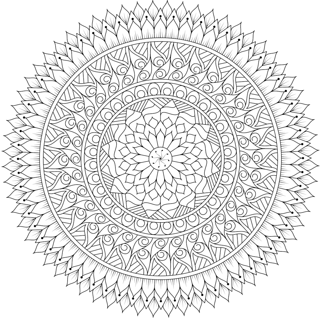 Detailed Mandala Coloring Page For Adults