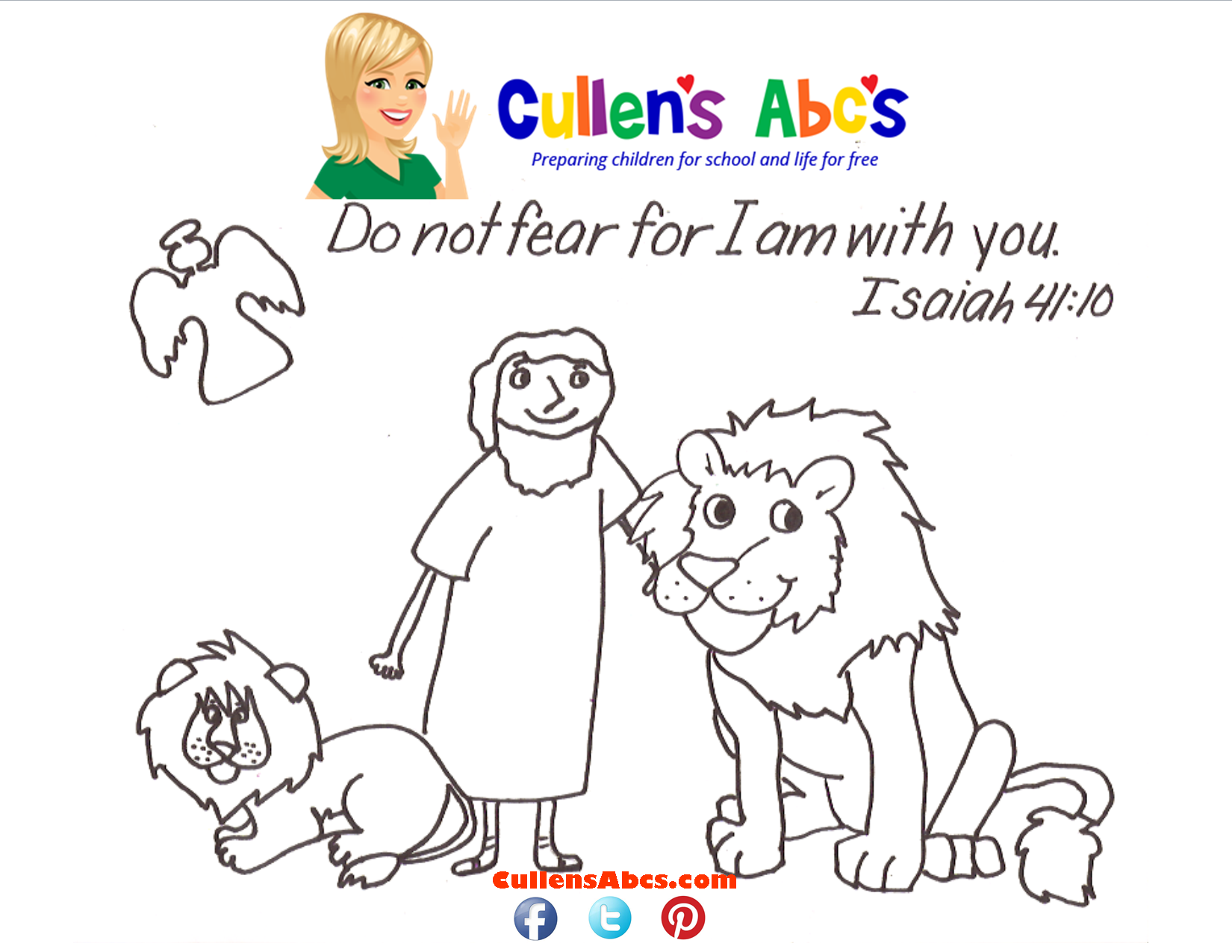 Bible Key Point Coloring Page | Daniel in the Lions Den ...