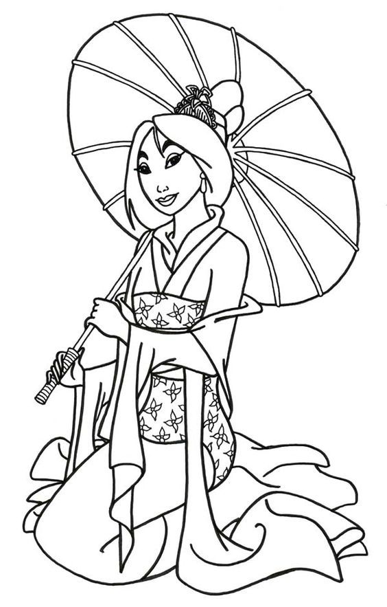 Posing Of Princess Mulan Coloring Pages | drawings | Pinterest ...