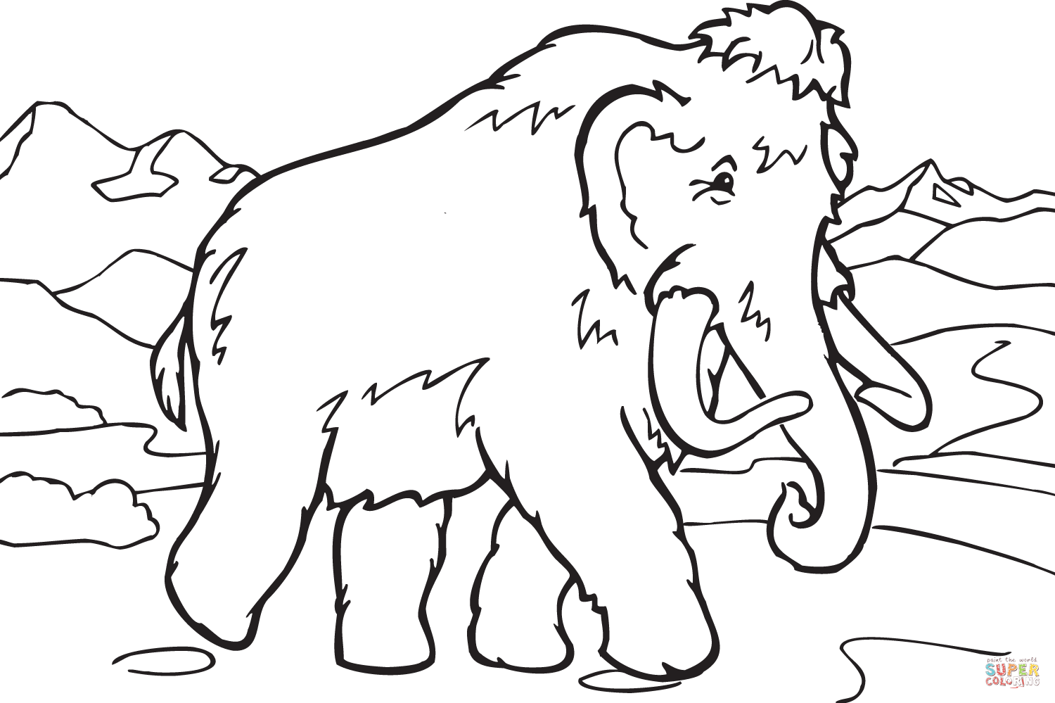 Walking Mammoth coloring page | Free Printable Coloring Pages