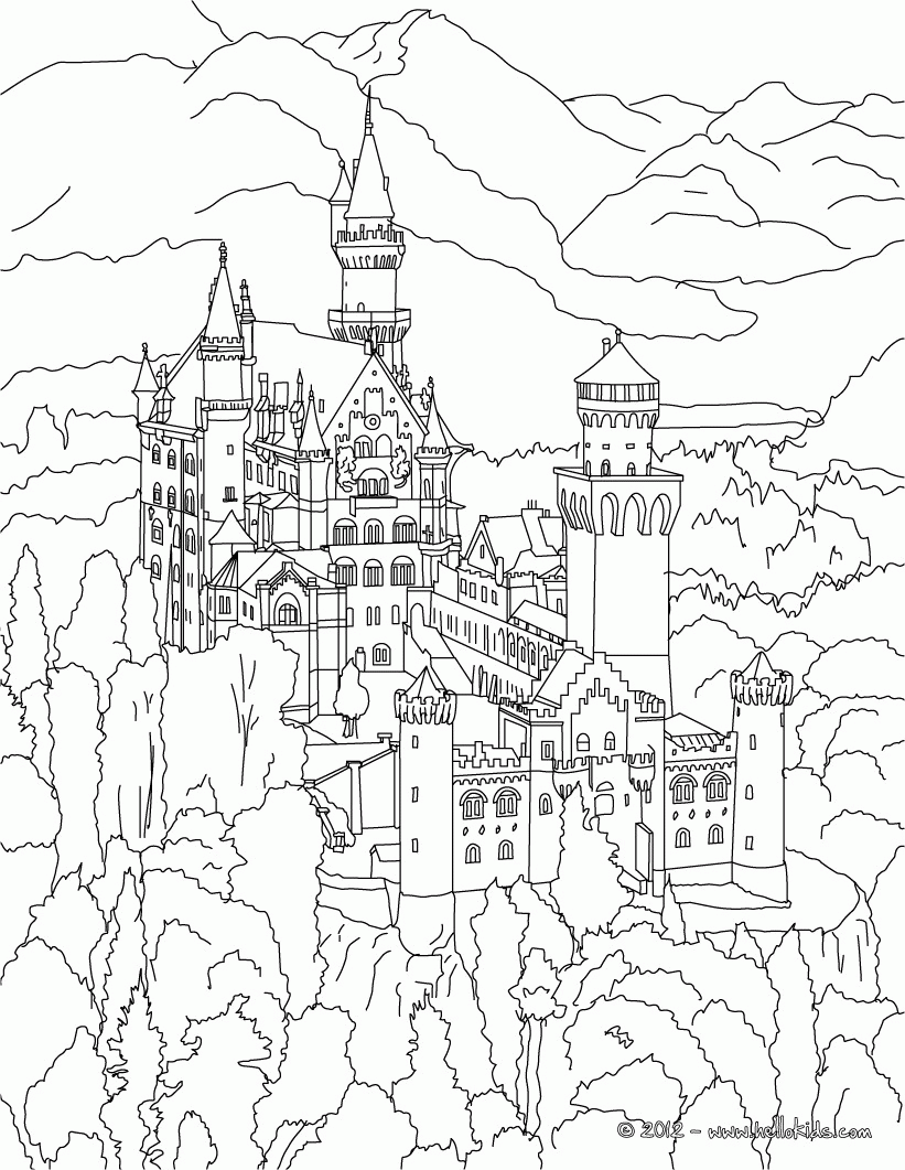 FAMOUS PLACES IN GERMANY coloring pages - NEUSCHWANSTEIN CASTLE