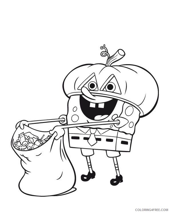 happy halloween coloring pages trick or treat bag Coloring4free -  Coloring4Free.com