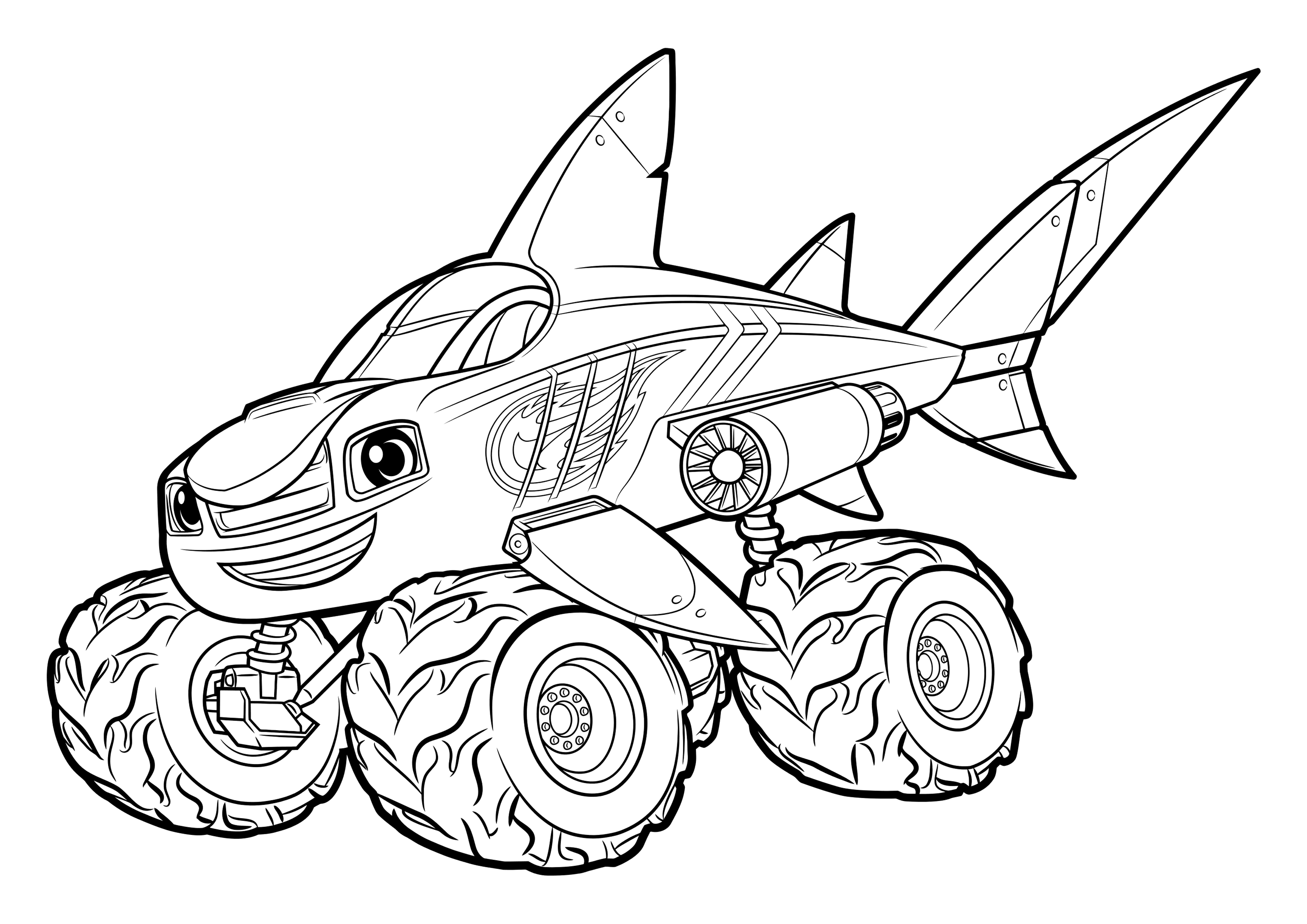 Blaze and the Monster Machines - Blaze - Shark - Coloring ...