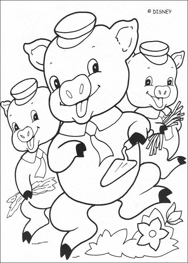 Three little Pigs coloring pages - Big Bad Wolf is blowing