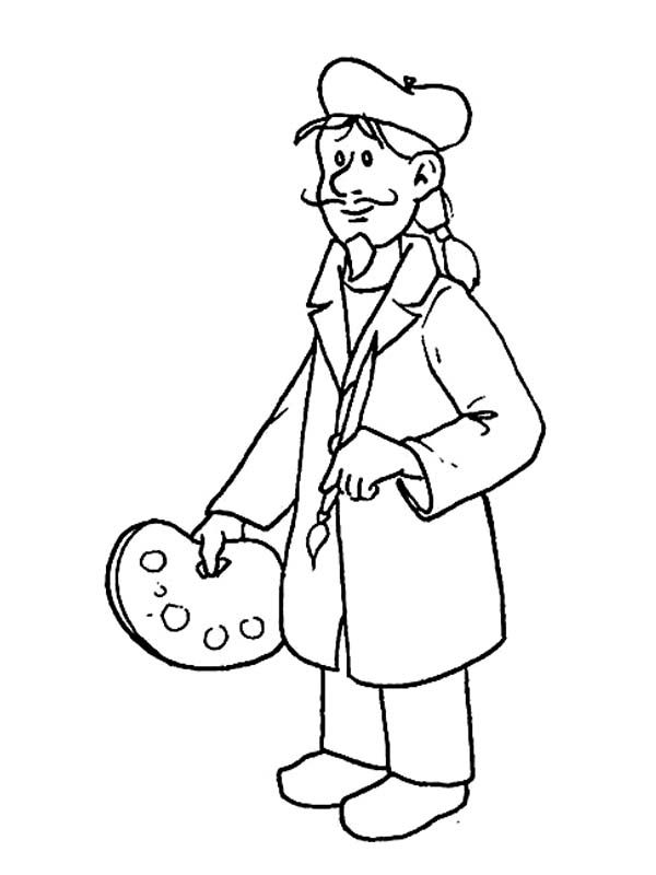 An Artist in Professions Coloring Pages : Batch Coloring