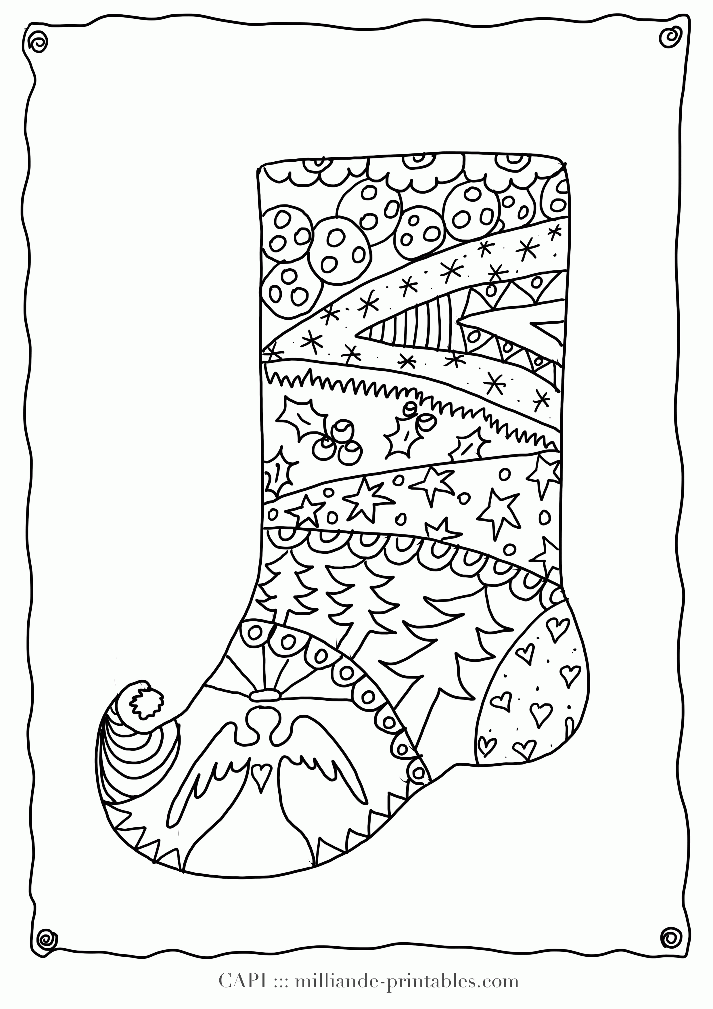Christmas Coloring Page Stocking, Milliande