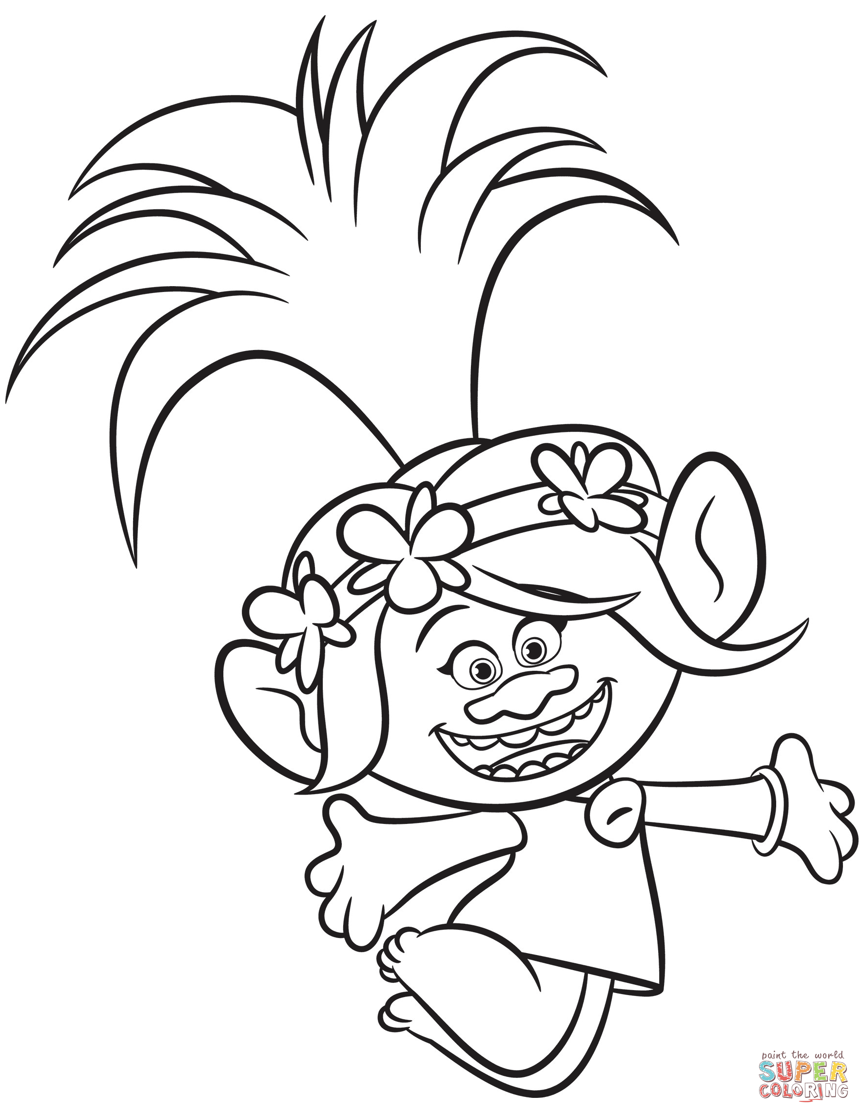 Poppy from Trolls coloring page | Free Printable Coloring Pages