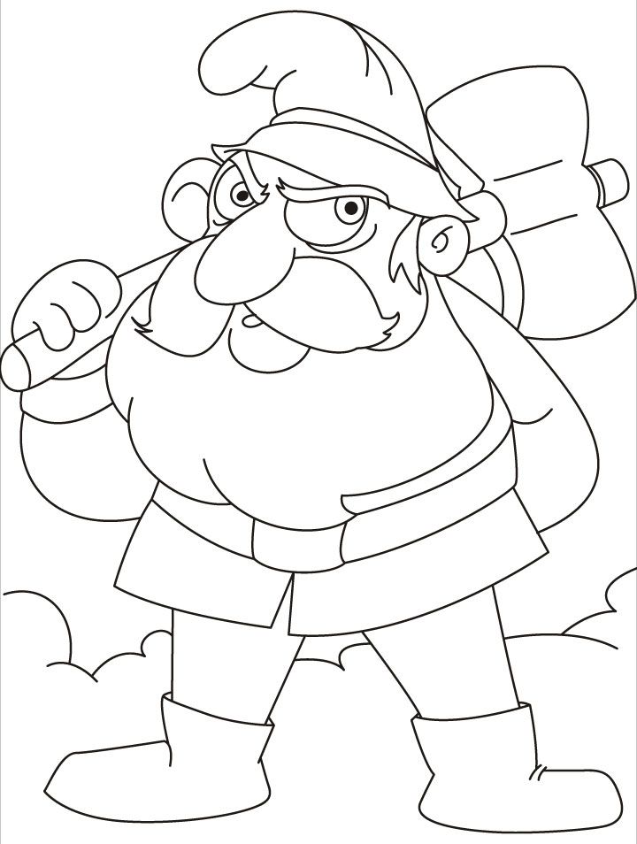 This gnomes is going to axe some woods coloring pages | Download