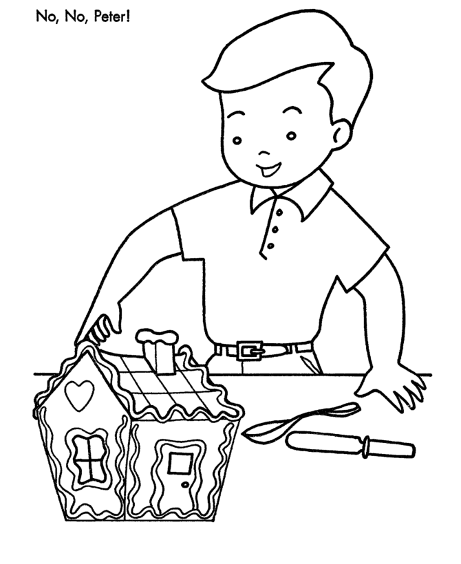 Christmas Party Coloring Pages - Tasty Gingerbread House Christmas