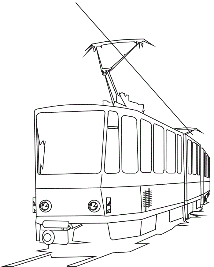Tram On A Bridge Coloring Page | Kids Coloring Page