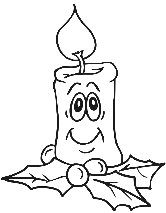 Christmas Candle Coloring Page | Smiling Candle