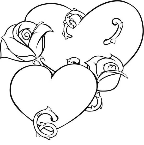 Coloring Pages Of Roses And Hearts - Co-good.com