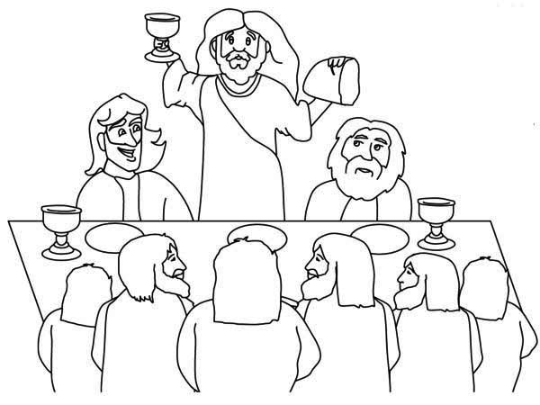 Jesus and His Disciples in the Last Supper Coloring Page: Jesus ...